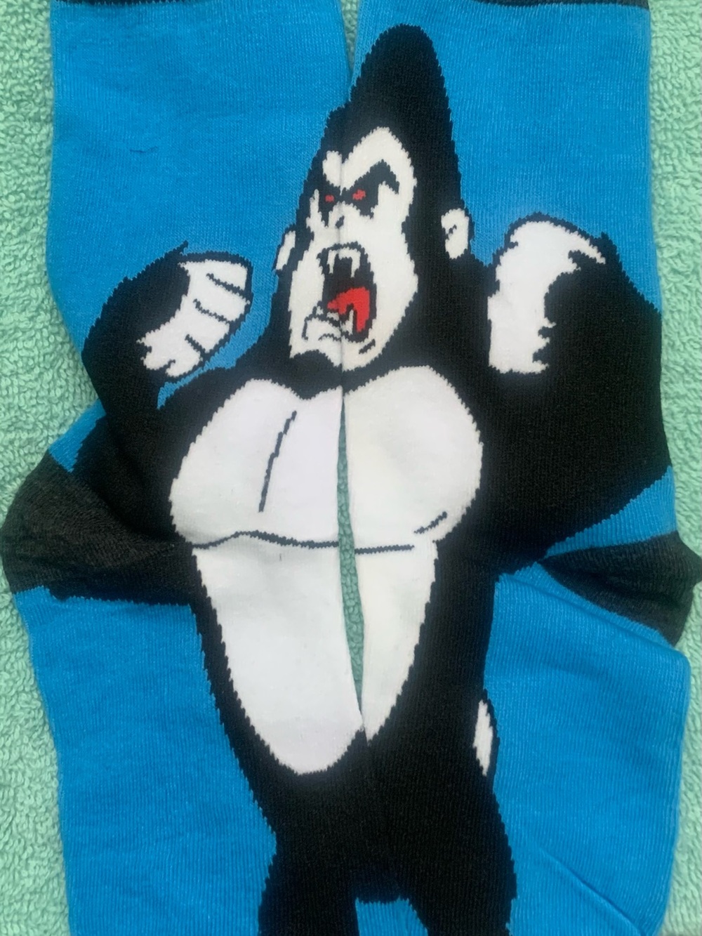 Men's Blue Gorilla Graphic Crew Socks - No Brand